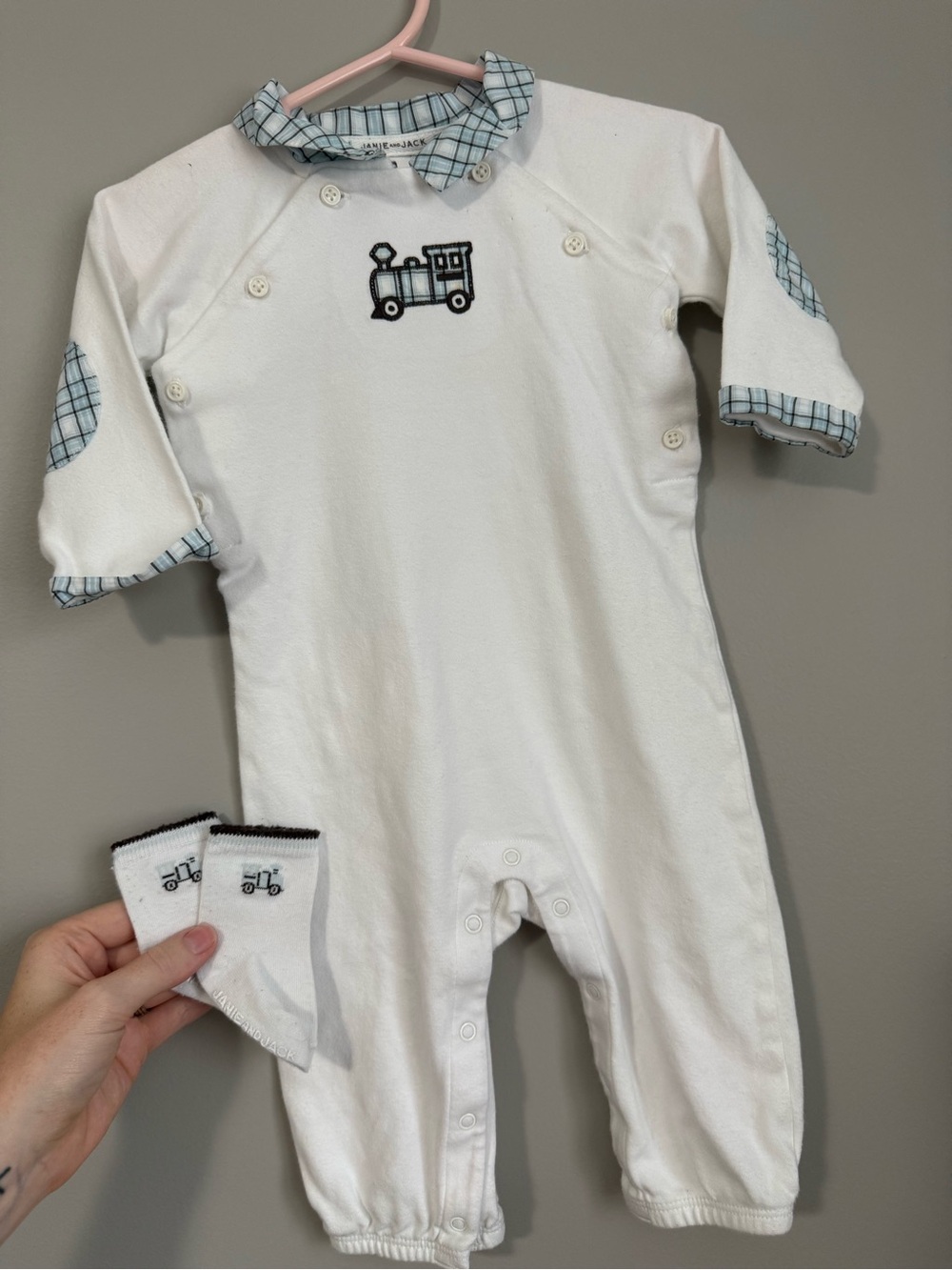 Janie and Jack White One-Piece Embroidered Train Size 3-6 Months